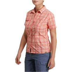 Forclaz Women's Travel Backpacking Short-Sleeved Shirt Arpenaz 500 Hiking Clothing