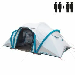 Hiking Clothing Quechua Air Seconds Fresh & Black, Inflatable Waterproof Family Camping Tent, 4 Person 2 Room