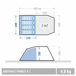 Quechua Arpenaz, Waterproof Family Camping Tent, 4 Person