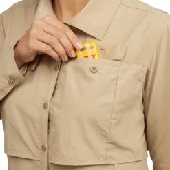 Forclaz Hiking Clothing Women's Backpacking Long-Sleeved Shirt Desert 500