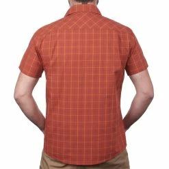 Forclaz Men's Travel Backpacking Short-Sleeved Shirt With Zip Pocket Travel 100 Hiking Clothing