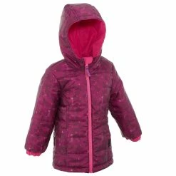 Quechua Girls' Hiking Jacket Hike 100 Warm Waterproof - Coral Hiking Clothing