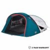 Quechua 2 Seconds XL Fresh & Black, Waterproof Pop Up Camping Tent, 3 Person Hiking Clothing