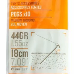 Quechua Steel Tent Pegs, 10-Pack