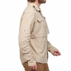 Forclaz Men's Backpacking Long-sleeved Shirt Desert 500 Hiking Clothing