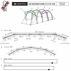 Hiking Clothing Quechua Air Seconds Fresh & Black, Inflatable Waterproof Family Camping Tent, 6 Person 2 Room