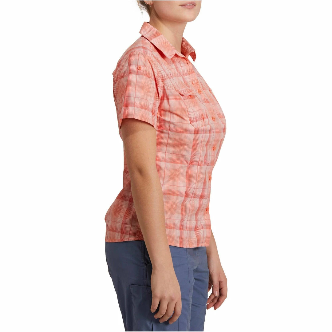 Forclaz Women's Travel Backpacking Short-Sleeved Shirt Arpenaz 500 Hiking Clothing