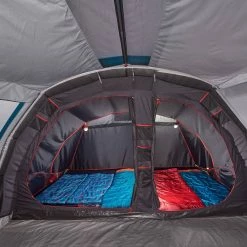 Quechua Air Seconds Fresh & Black, Inflatable Waterproof Family Camping Tent, 5 Person 2 Room Hiking Clothing