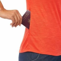 Forclaz Womenâs Travel Backpacking V-Neck Polo Travel 500