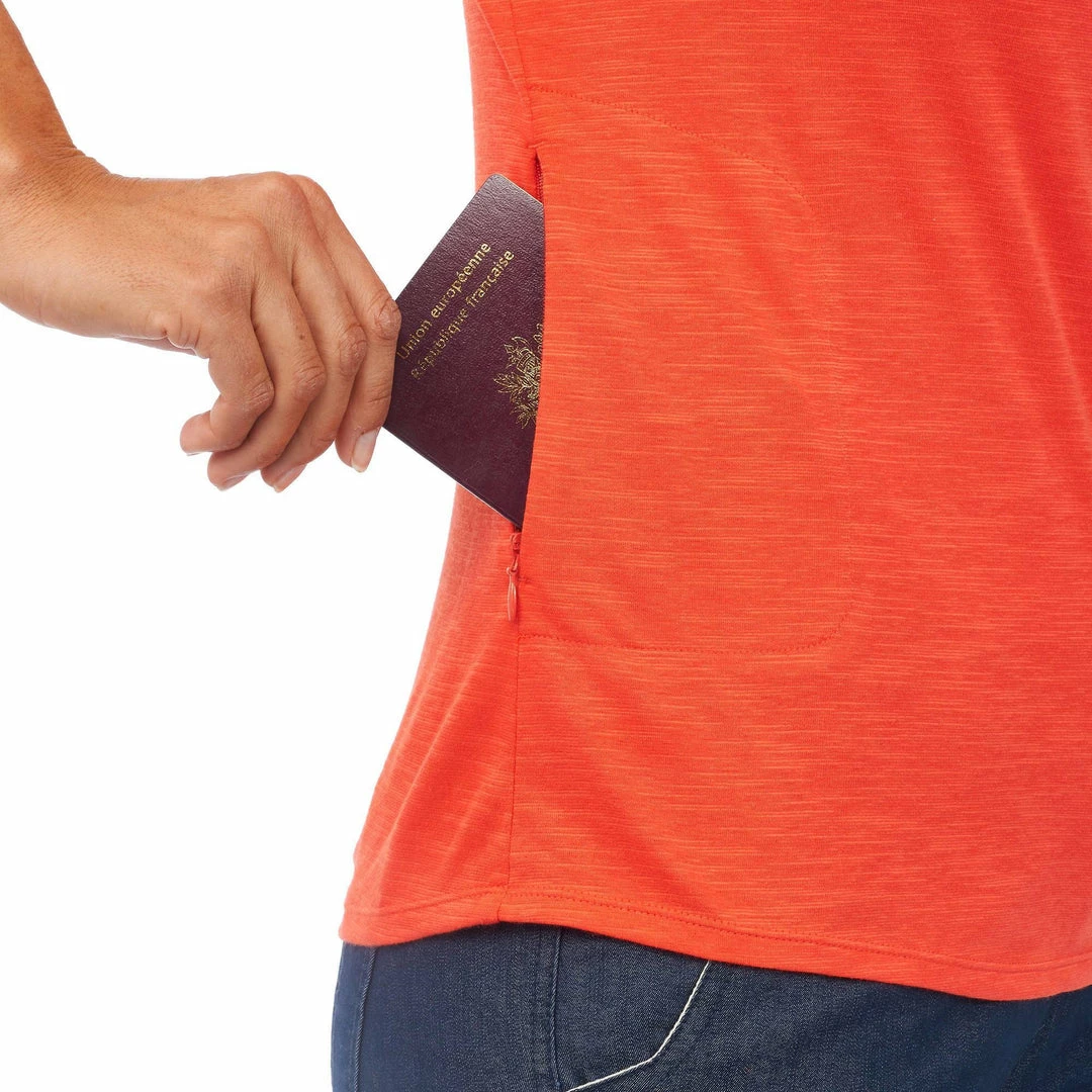 Forclaz Womenâs Travel Backpacking V-Neck Polo Travel 500