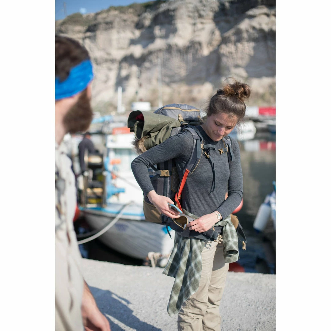 Forclaz Hiking Clothing Women's Travel Backpacking Warm Long-Sleeved Shirt Travel 100