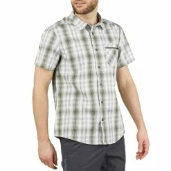 Forclaz Men's Travel Backpacking Short-Sleeved Shirt Arpenaz 100 Hiking Clothing