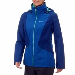Quechua Hiking Clothing Forclaz 100 Women's Gray Rain Hiking Jacket