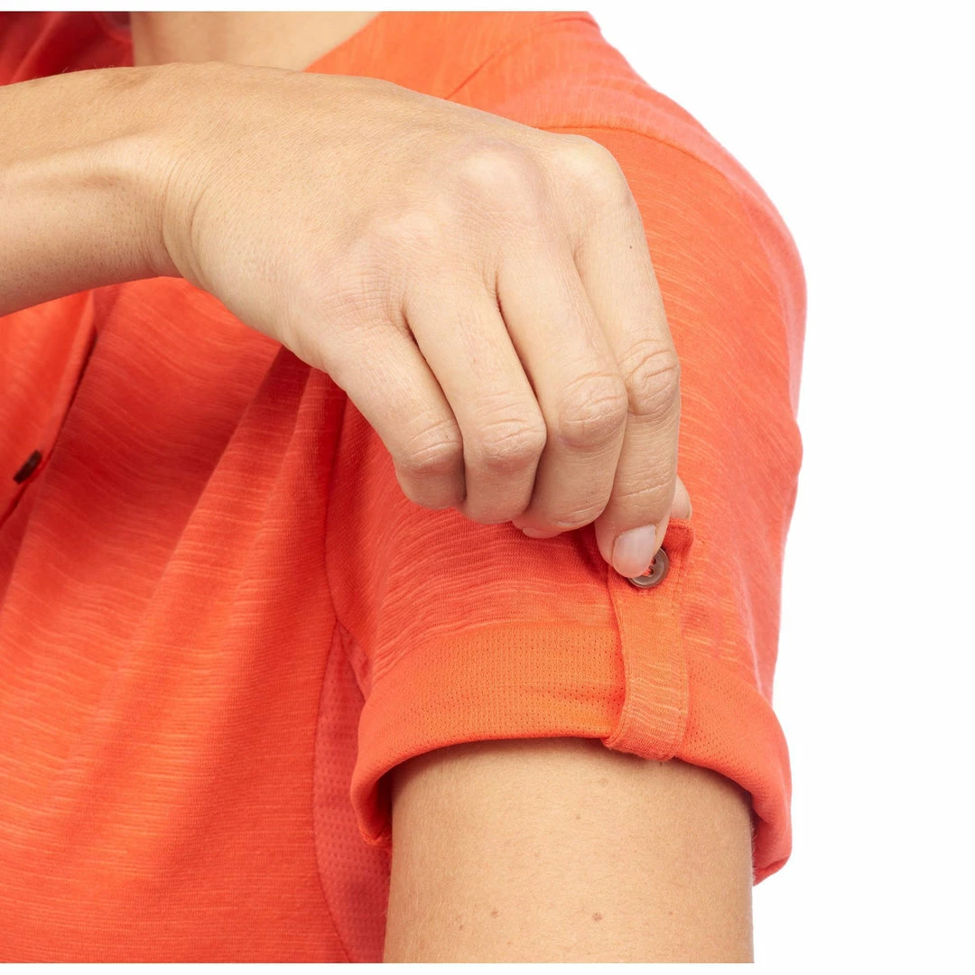 Forclaz Womenâs Travel Backpacking V-Neck Polo Travel 500