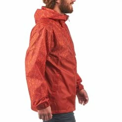 Quechua Hiking Clothing Men's Rain-Cut Zip Hiking Waterproof Rain Jacket