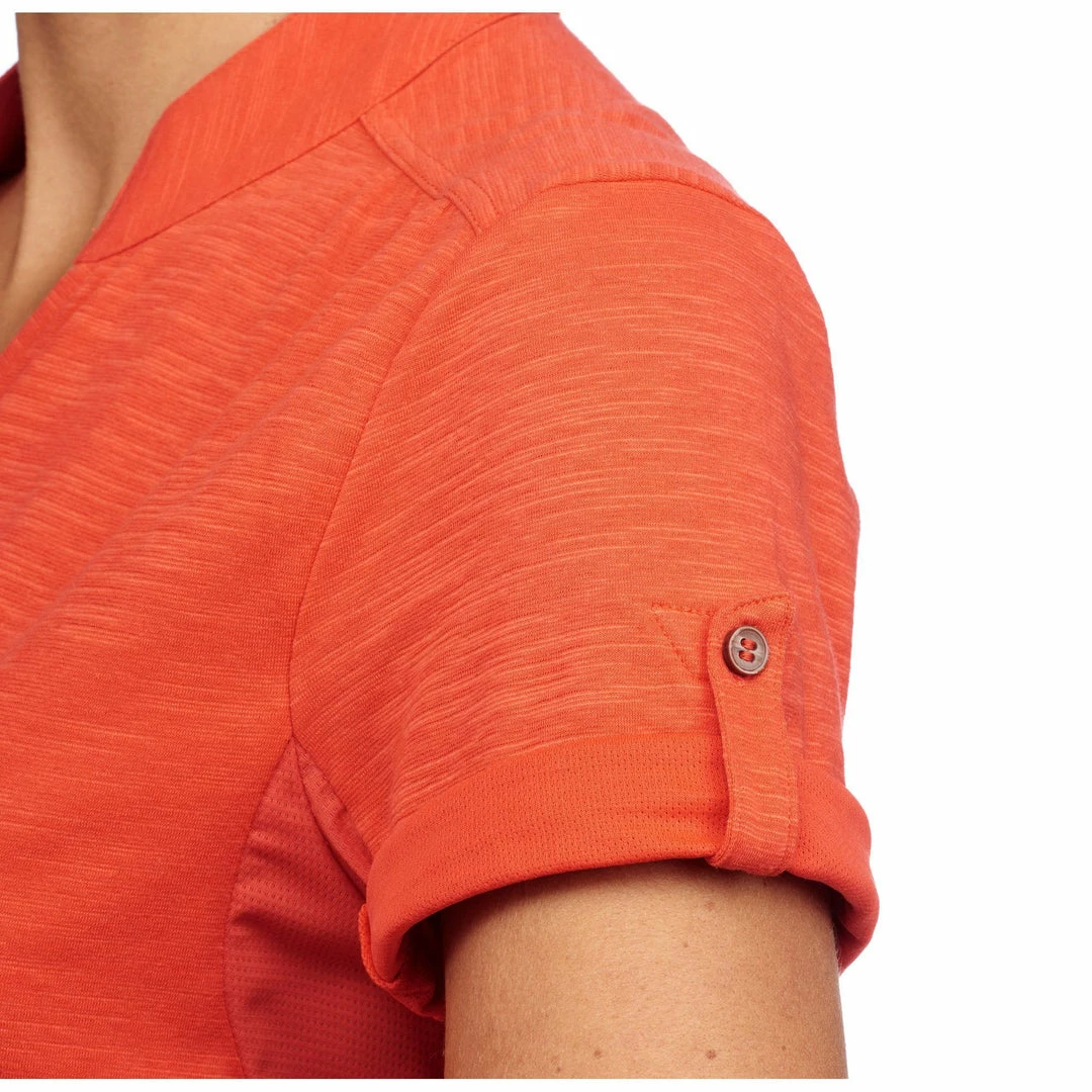 Forclaz Womenâs Travel Backpacking V-Neck Polo Travel 500