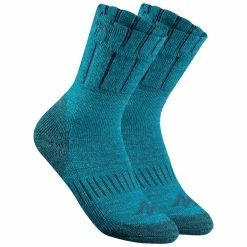 Quechua SH100, Warm Mid Hiking Socks, Kids', 2 Pairs