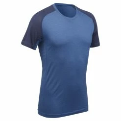 Hiking Clothing Forclaz Trek 500, Short Sleeved Merino Wool Hiking T-Shirt, Men's