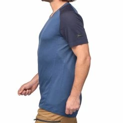 Hiking Clothing Forclaz Trek 500, Short Sleeved Merino Wool Hiking T-Shirt, Men's