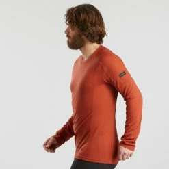 Hiking Clothing Forclaz Trek 500, Long Sleeved Merino Wool Hiking T-Shirt, Men's