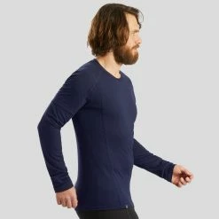 Hiking Clothing Forclaz Trek 500, Long Sleeved Merino Wool Hiking T-Shirt, Men's