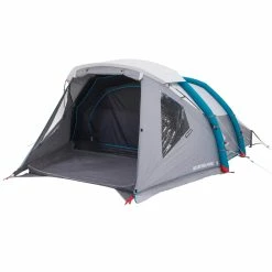 Quechua Air Seconds Fresh & Black, Inflatable Waterproof Family Camping Tent, 4 Person