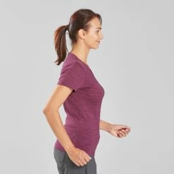 Forclaz, Merino Wool Short Sleeve Backpacking Travel T-Shirt, Women's Hiking Clothing