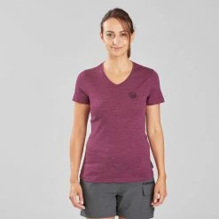 Forclaz, Merino Wool Short Sleeve Backpacking Travel T-Shirt, Women's Hiking Clothing