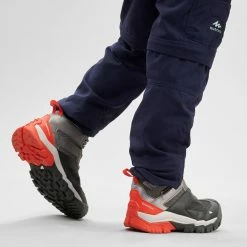 Quechua Crossrock, Mid Waterproof Lace-Up Hiking Shoes, Kids' Hiking Clothing