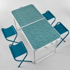 Quechua Compact Camping Folding Table With 4 Stools - 4 To 6 People
