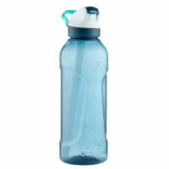 Quechua Tritan 900, Instant Stopper Plastic Hiking Water Bottle With Straw, 27oz
