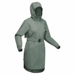 Quechua Hiking Clothing Waterproof Longline Raincoat, Women's