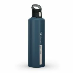 Hydration Quechua MH500 Quick-Opening Cap Recycled Aluminum Hiking Water Bottle 51oz