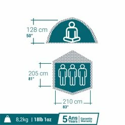 Quechua 2 Second Easy Fresh & Black, Waterproof Pop Up Camping Tent, 3 Person