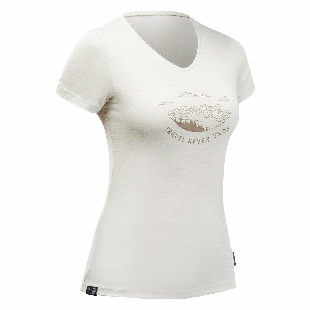 Forclaz, Merino Wool Short Sleeve Backpacking Travel T-Shirt, Women's Hiking Clothing