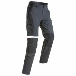 Forclaz Quechua MT100, Durable 2-in-1 Zip-Off Convertible Backpacking Pants, Men's