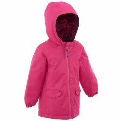 Quechua Girls' Hiking Jacket Hike 100 Warm Waterproof - Coral Hiking Clothing