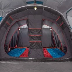 Hiking Clothing Quechua Air Seconds Fresh & Black, Inflatable Waterproof Family Camping Tent, 6 Person 2 Room