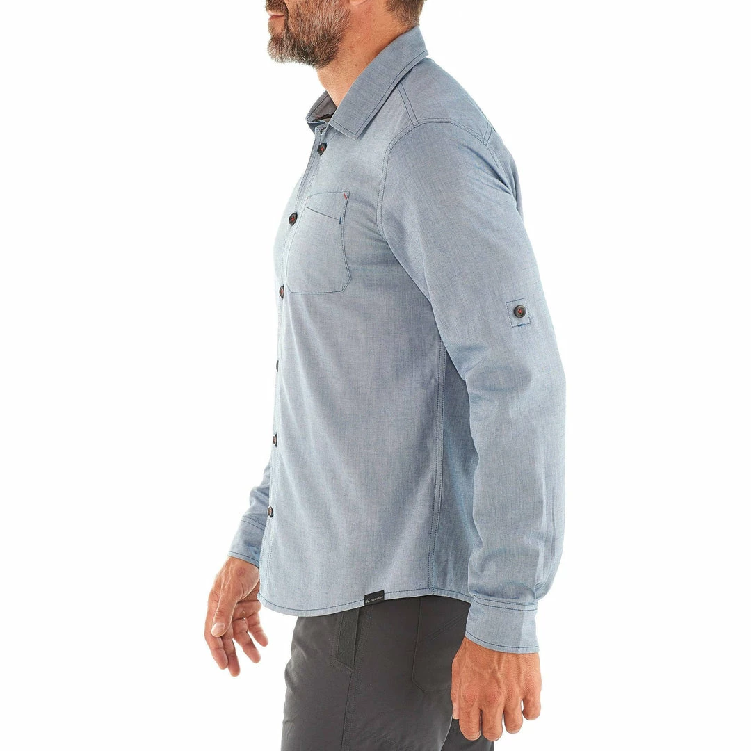 Forclaz Hiking Clothing Men's Travel Backpacking Long-Sleeved Shirt Arpenaz 100