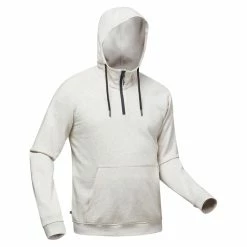 Quechua Hiking Clothing NH150, 1/2 Zip Hooded Hiking Sweatshirt, Men’s