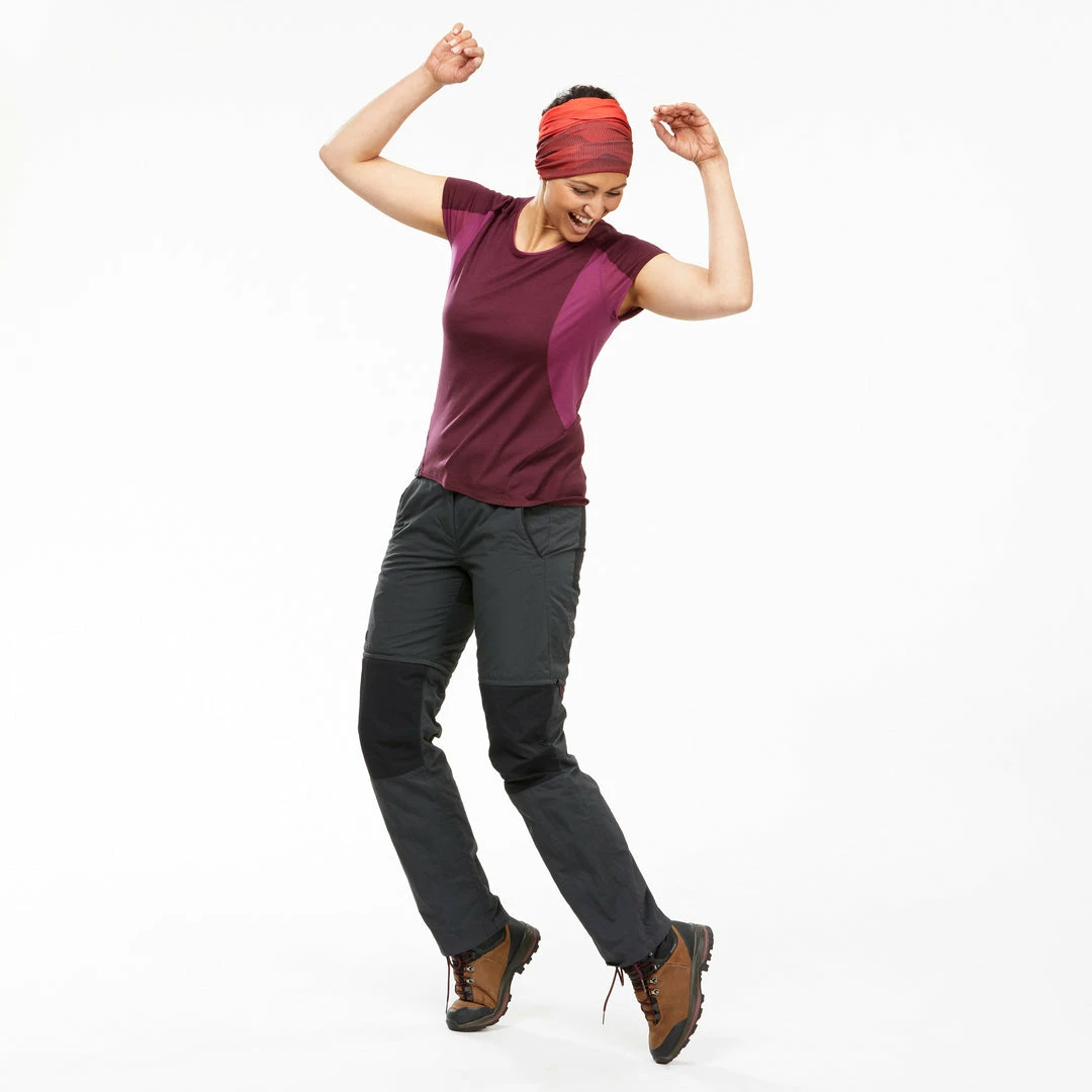 Hiking Clothing Forclaz Trek 500, Merino Wool Hiking T-Shirt, Women's