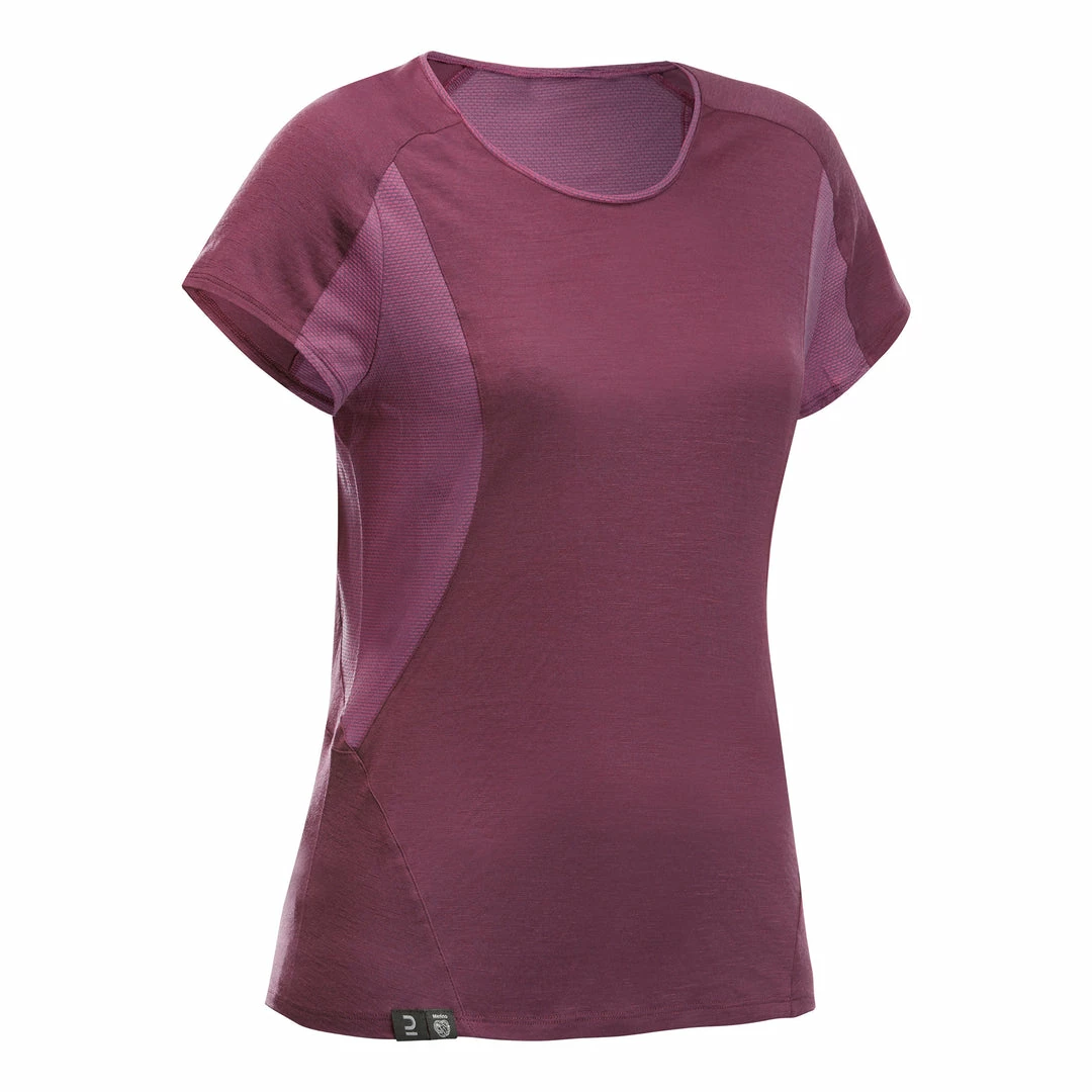Hiking Clothing Forclaz Trek 500, Merino Wool Hiking T-Shirt, Women's