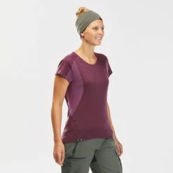 Hiking Clothing Forclaz Trek 500, Merino Wool Hiking T-Shirt, Women's