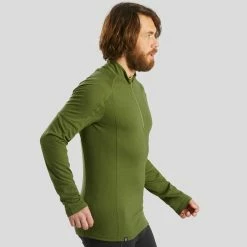Forclaz Trek 500, Zip Long Sleeved Merino Wool Hiking T-Shirt, Men's
