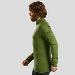 Forclaz Trek 500, Zip Long Sleeved Merino Wool Hiking T-Shirt, Men's