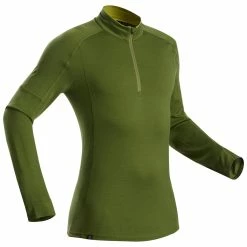 Forclaz Trek 500, Zip Long Sleeved Merino Wool Hiking T-Shirt, Men's