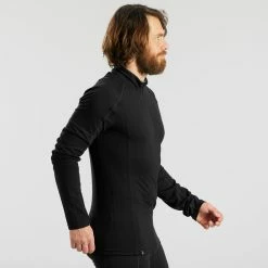 Forclaz Trek 500, Zip Long Sleeved Merino Wool Hiking T-Shirt, Men's