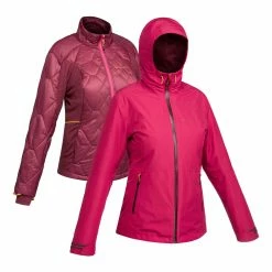 Forclaz Hiking Clothing Women's Travel Backpacking 3-in-1 Jacket RainWarm 500