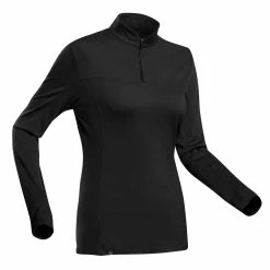 Forclaz Trek 500, Long Sleeve Merino Wool Zip Backpacking T-Shirt, Women’s Hiking Clothing
