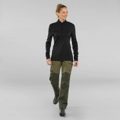 Forclaz Trek 500, Long Sleeve Merino Wool Zip Backpacking T-Shirt, Women’s Hiking Clothing